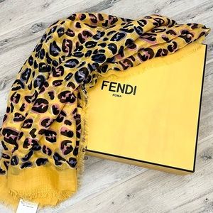 Fendi FF Splash Yellow Modal Silk Maxi Stole Scarf